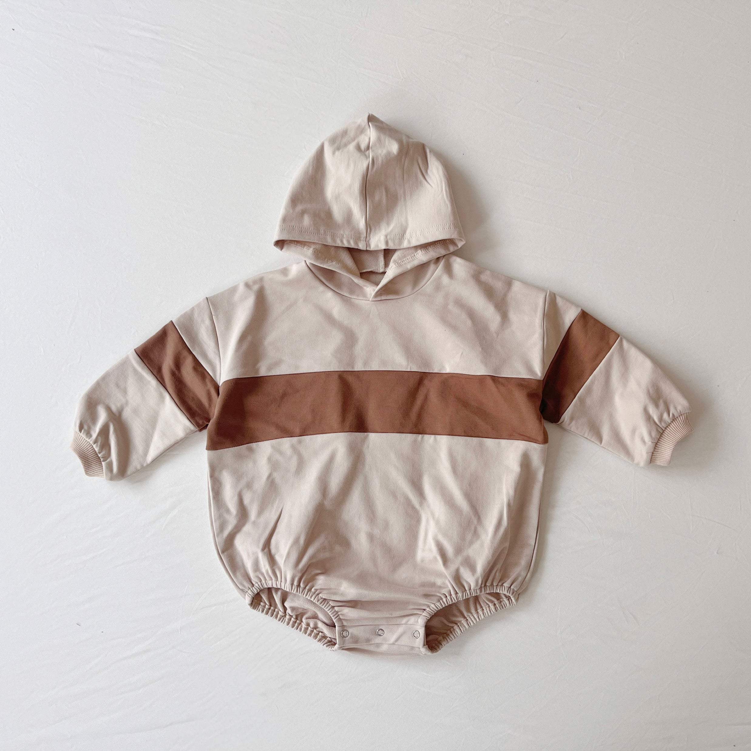 hooded puff romper in tiramisu korean style wear for babies and